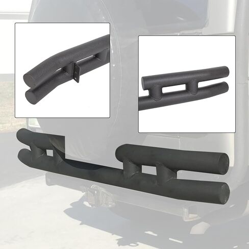 KUAFU Rear Dual Tube bumper Compatible with 1997-2006 Jeep Wrangler TJ 1986-1996 YJ Steel Textured Black in Saudi Arabia
