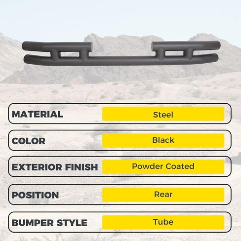 KUAFU Rear Dual Tube bumper Compatible with 1997-2006 Jeep Wrangler TJ 1986-1996 YJ Steel Textured Black in Saudi Arabia