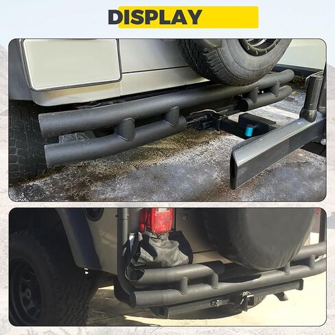 KUAFU Rear Dual Tube bumper Compatible with 1997-2006 Jeep Wrangler TJ 1986-1996 YJ Steel Textured Black in Saudi Arabia