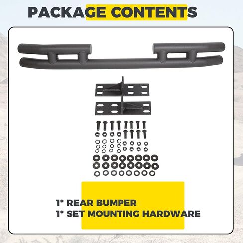 KUAFU Rear Dual Tube bumper Compatible with 1997-2006 Jeep Wrangler TJ 1986-1996 YJ Steel Textured Black in Saudi Arabia
