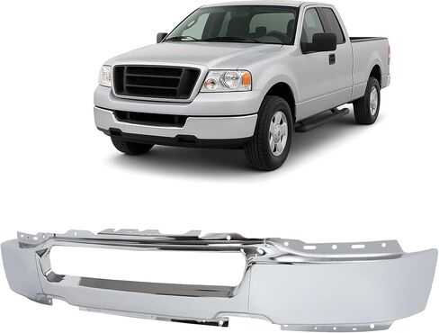 شريط وجه المصد الأمامي من KUAFU متوافق مع 2004-2006 Ford F-150 Lincoln Mark LT Base Crew Cab مع فتحات مصباح الضباب لاستبدال 4L3Z17757FA FO1002391 مسحوق فولاذي مطلي باللون الأسود in Saudi Arabia