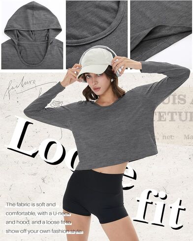 3 Pack Women's Cropped Hoodies Long Sleeve Lightweight Hooded Shirts U Neck Crop Tops Basic Casual Pullover in Saudi Arabia