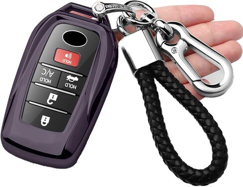 متوافق مع غطاء Toyota Key Fob مع سلسلة مفاتيح، حافظة مفاتيح لـ2021-2024 Venza، RAV4 Prime، Sienna، 2019-2024 Land Cruiser، Fortuner، Mirai، 2023-2024 Grand Highlander، Prius، Collora Cross-Silver in Kuwait