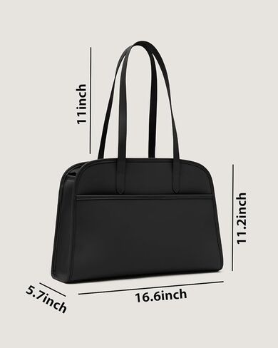 Work Tote Bags for Women 15.6 Inch - Laptop Tote Bag with Zip Compartments - Briefcase for Women Professional for Computer - Large PU Leather Office Purse - Black in Saudi Arabia