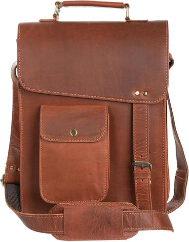 Handmade Leather Messenger Bag 13" Vintage Satchel with Front Pocket 100% Genuine Leather Shoulder Bag for Men & Women Fits iPad, Tablets, Notebooks, Travel Essentials in Saudi Arabia