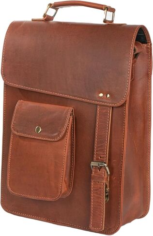 Handmade Leather Messenger Bag 13" Vintage Satchel with Front Pocket 100% Genuine Leather Shoulder Bag for Men & Women Fits iPad, Tablets, Notebooks, Travel Essentials in Saudi Arabia