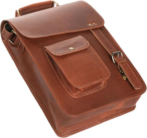Handmade Leather Messenger Bag 13" Vintage Satchel with Front Pocket 100% Genuine Leather Shoulder Bag for Men & Women Fits iPad, Tablets, Notebooks, Travel Essentials in Saudi Arabia