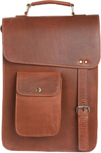 Handmade Leather Messenger Bag 13" Vintage Satchel with Front Pocket 100% Genuine Leather Shoulder Bag for Men & Women Fits iPad, Tablets, Notebooks, Travel Essentials in Saudi Arabia