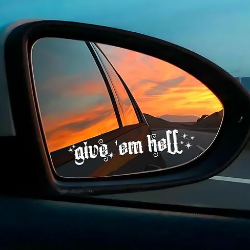 Set 3Pcs Give 'Em Hell Rearview Mirror Car Decal Funny Sarcastic Goth Humor Sticker Water Bottle Window Sticker Vinyl Waterproof 4 Inches Car Decals New Car Accessories for Mom Dad Friend Coworker in Saudi Arabia
