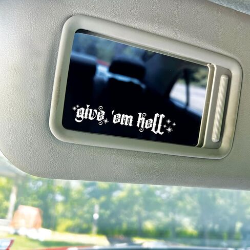 Set 3Pcs Give 'Em Hell Rearview Mirror Car Decal Funny Sarcastic Goth Humor Sticker Water Bottle Window Sticker Vinyl Waterproof 4 Inches Car Decals New Car Accessories for Mom Dad Friend Coworker in Saudi Arabia