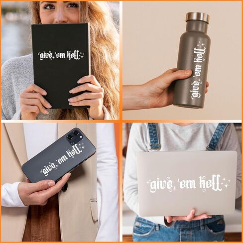 Set 3Pcs Give 'Em Hell Rearview Mirror Car Decal Funny Sarcastic Goth Humor Sticker Water Bottle Window Sticker Vinyl Waterproof 4 Inches Car Decals New Car Accessories for Mom Dad Friend Coworker in Saudi Arabia