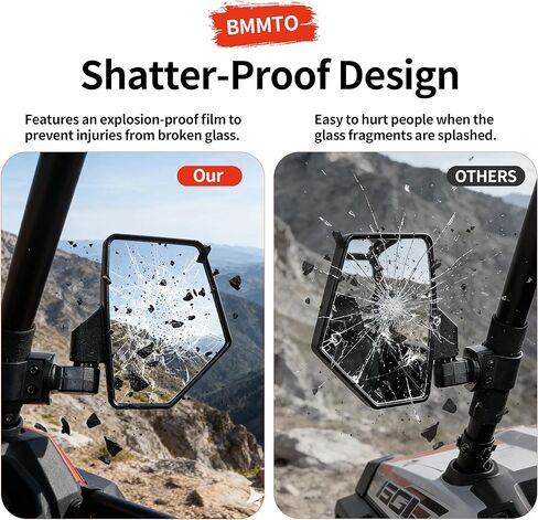 Mirrors Rear View Mirror HD Shatterproof UTV Side Mirrors Foldable Wide Angle UTV Mirrors Fits 1.65-2 inch Roll Cage, for Polaris RZR, Can-Am Maverick Defender, Universal Fit Side Mirror Kit in Saudi Arabia