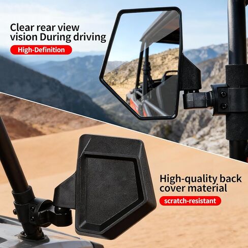 Mirrors Rear View Mirror HD Shatterproof UTV Side Mirrors Foldable Wide Angle UTV Mirrors Fits 1.65-2 inch Roll Cage, for Polaris RZR, Can-Am Maverick Defender, Universal Fit Side Mirror Kit in Saudi Arabia