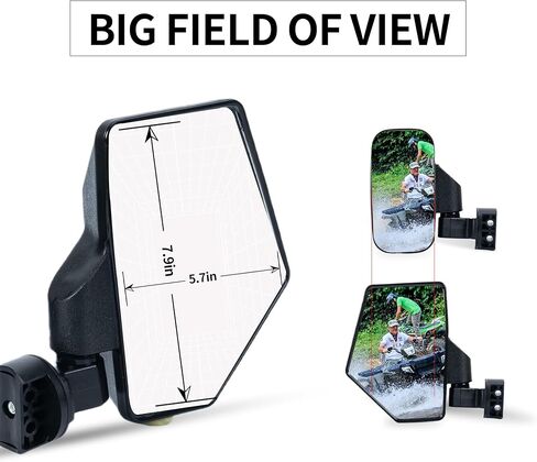 Mirrors Rear View Mirror HD Shatterproof UTV Side Mirrors Foldable Wide Angle UTV Mirrors Fits 1.65-2 inch Roll Cage, for Polaris RZR, Can-Am Maverick Defender, Universal Fit Side Mirror Kit in Saudi Arabia