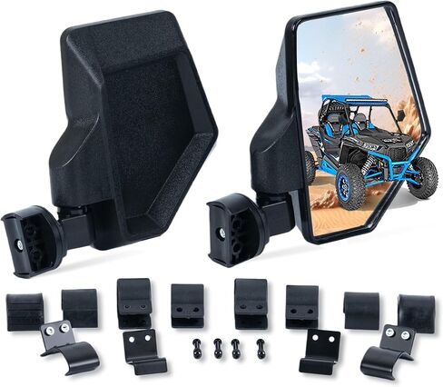 Mirrors Rear View Mirror HD Shatterproof UTV Side Mirrors Foldable Wide Angle UTV Mirrors Fits 1.65-2 inch Roll Cage, for Polaris RZR, Can-Am Maverick Defender, Universal Fit Side Mirror Kit in Saudi Arabia