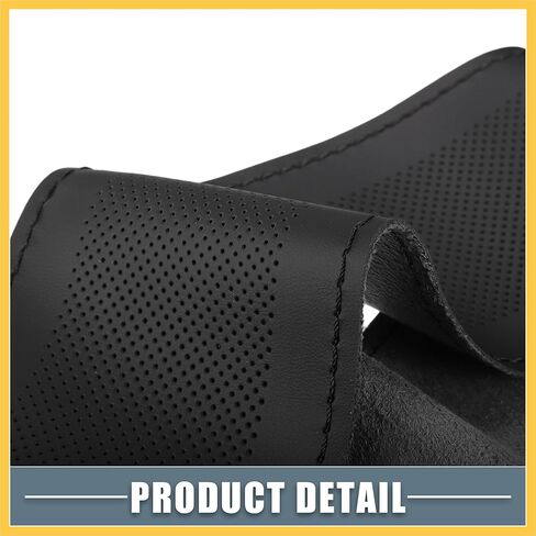 Car Hand Sewn DIY Steering Wheel Cover Breathable Comfortable 38cm Stitch on Wrap Cover Microfiber Leather Black Stitches Auto Replacement Parts in Saudi Arabia