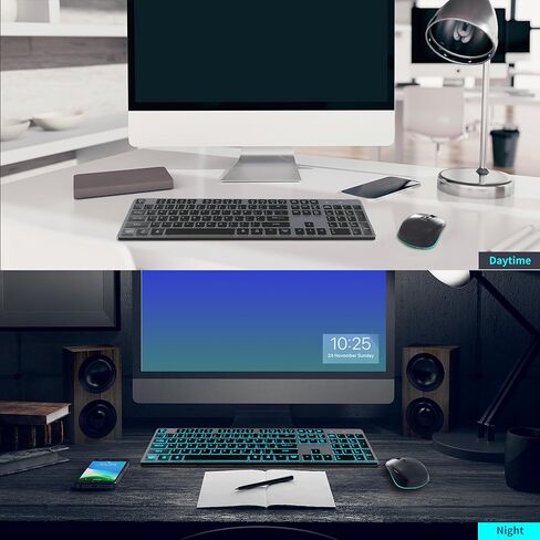 لوحة مفاتيح وماوس لاسلكيين، تصميم مضغوط مريح ورفيع للغاية، لوحة مفاتيح USB صامتة لاسلكية 2.4 جيجا هرتز وماوس لنظام التشغيل Windows، Mac OS، الكمبيوتر، سطح المكتب، الكمبيوتر الشخصي، الكمبيوتر المحمول - أخضر أبيض in Kuwait