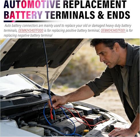 2PCS Car Battery Terminal Connectors,OEM#243407F001,243407F000 Positive & Negative Battery Terminal,Batteries Post Terminals Compatible with Nissan Altima/Maxima/Sentra in Kuwait