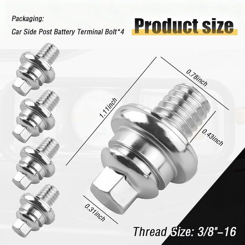 4PCS 3/8"-16 Short Car Side Post Battery Terminal Bolts,Sturdy Car Side Battery Terminal Bolt Compatible with Saturn Chevrolet,Professional Cars Sides Post Batteries Bolts in Saudi Arabia