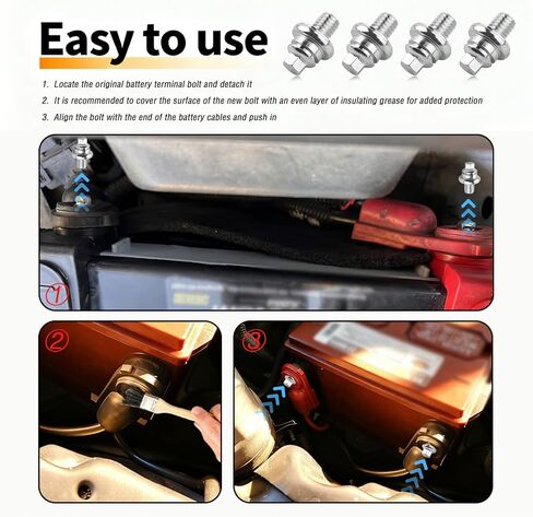 4PCS 3/8"-16 Short Car Side Post Battery Terminal Bolts,Sturdy Car Side Battery Terminal Bolt Compatible with Saturn Chevrolet,Professional Cars Sides Post Batteries Bolts in Saudi Arabia