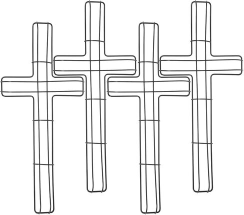 Toyvian 4pcs Diy Cross Metal Wreath Frame, Iron Wreath Making Tool for Easter Holiday Wall Decor, Black Cross Shaped Wire Form in Saudi Arabia