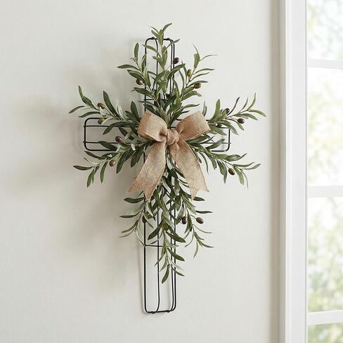 Toyvian 4pcs Diy Cross Metal Wreath Frame, Iron Wreath Making Tool for Easter Holiday Wall Decor, Black Cross Shaped Wire Form in Saudi Arabia