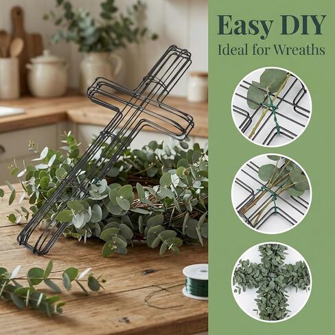 Toyvian 4pcs Diy Cross Metal Wreath Frame, Iron Wreath Making Tool for Easter Holiday Wall Decor, Black Cross Shaped Wire Form in Saudi Arabia