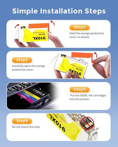 خراطيش حبر 910XL لطابعات HP بديلة متوافقة لحزمة خراطيش الحبر HP 910XL كومبو تعمل مع طابعة OfficeJet Pro 8020 8025 8028 8030 8035 8010 8015 8018 8022 (1BK/1C/1M/1Y، 4 عبوات) in Kuwait