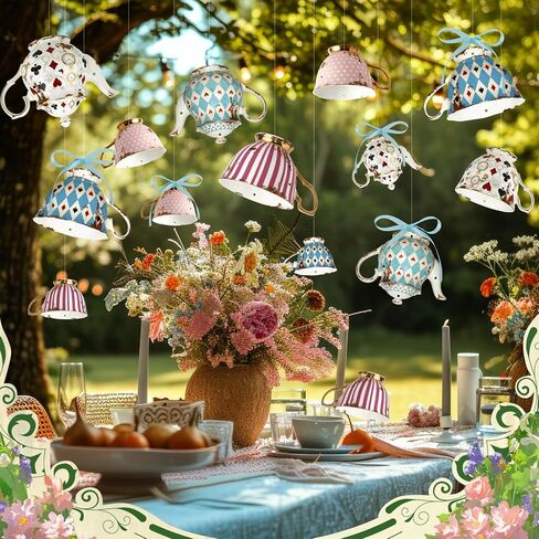 Epakh 20 Pcs Vintage Clock Cardboard Hanging Banner Wonderland Tea Party Decoration Wonderland Clock Garland Decoration Background for Birthday Baby Shower Party Supplies Girls Princesses in Saudi Arabia