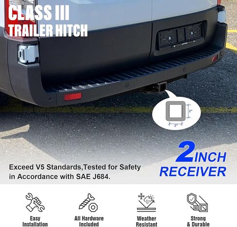 وصلة وصلة المقطورة الخلفية APS، وصلة وصلة سحب 2 بوصة، غطاء وصلة سحب فئة 3 متضمن متوافق مع Ford Transit-150 Transit-250 Transit-350 2015-2026 in Saudi Arabia