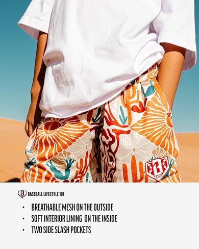 Baseball Lifestyle 101 Boy's Outlaw Mesh Shorts with Side Pockets and Elastic Waist, 5 in Inseam S-XL Sizes in Kuwait