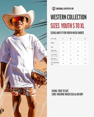 Baseball Lifestyle 101 Boy's Outlaw Mesh Shorts with Side Pockets and Elastic Waist, 5 in Inseam S-XL Sizes in Kuwait