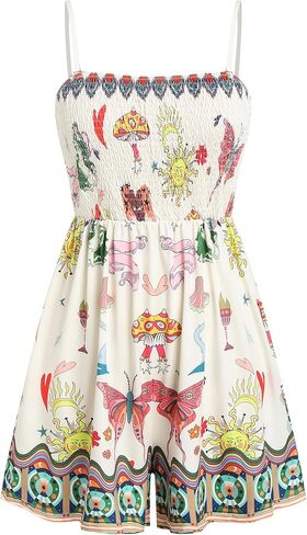 ZAFUL Rompers for Women 2026 Summer Boho Cute Smocked Loose Wide Leg Shorts Casual Beach Sleeveless Jumpsuits in Saudi Arabia
