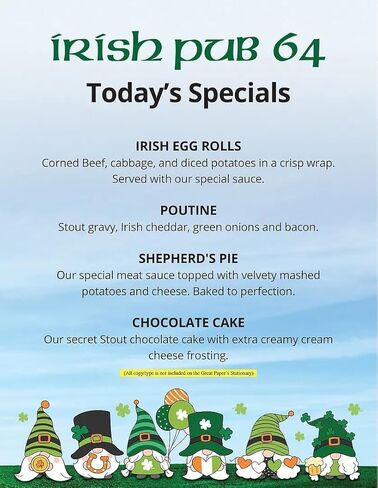 Great Papers! Stationery Letterhead, Sky Party Irish Gnomes, 8.5"x11", Printer Friendly, 50 Sheets (2025003) in Saudi Arabia
