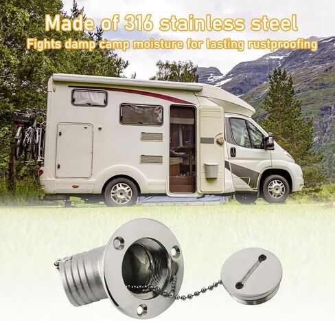 Boat Deck Fill/Filler 1-1/2"(38mm) Water Deck Fuel Filler Angled Neck 316 Stainless Steel Hardware with Key for Boat Yacht Caravan (Universal) in Kuwait