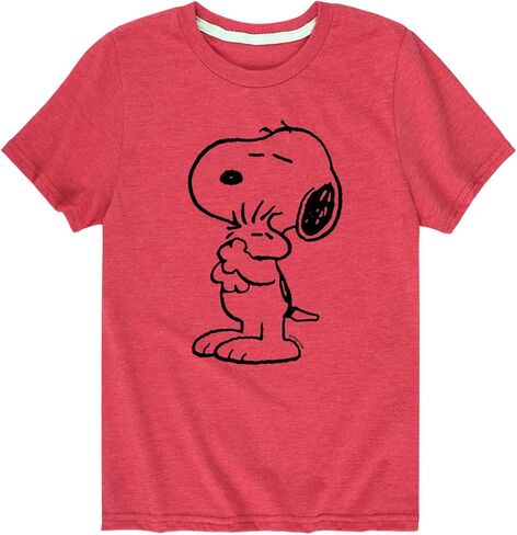 HYBRID APPAREL - الفول السوداني - Snoopy Loves Woodstock - تي شيرت برسومات قصيرة الأكمام للأطفال والشباب in Saudi Arabia