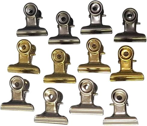 LLY مشابك معدنية صغيرة بمفصلات 50 قطعة مع صندوق - 21.5 مم × 22.6 مم، 3 ألوان مختلطة (ذهبي، فضي، مضاد للفضي)، مشابك ورق معدنية للمكتب، الصور، الحرف الورقية، سجل القصاصات، ديكورات DIY in Kuwait