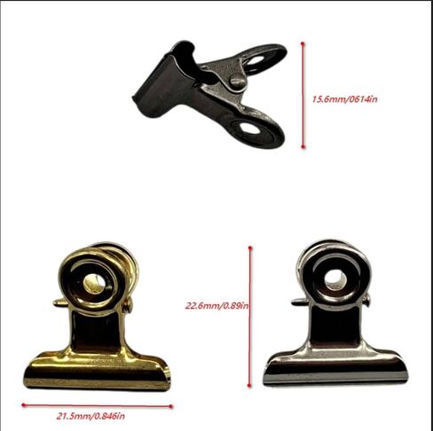 LLY مشابك معدنية صغيرة بمفصلات 50 قطعة مع صندوق - 21.5 مم × 22.6 مم، 3 ألوان مختلطة (ذهبي، فضي، مضاد للفضي)، مشابك ورق معدنية للمكتب، الصور، الحرف الورقية، سجل القصاصات، ديكورات DIY in Kuwait