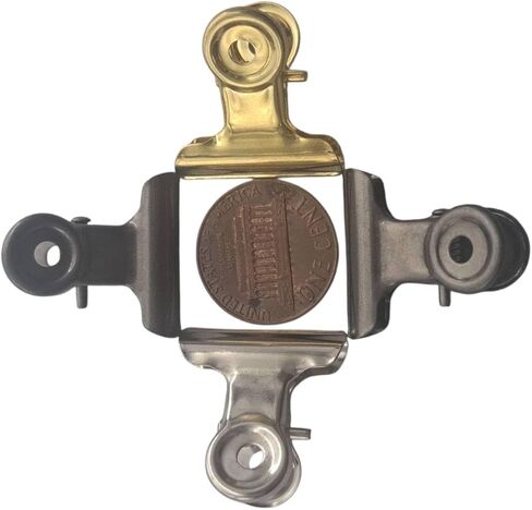 LLY مشابك معدنية صغيرة بمفصلات 50 قطعة مع صندوق - 21.5 مم × 22.6 مم، 3 ألوان مختلطة (ذهبي، فضي، مضاد للفضي)، مشابك ورق معدنية للمكتب، الصور، الحرف الورقية، سجل القصاصات، ديكورات DIY in Kuwait