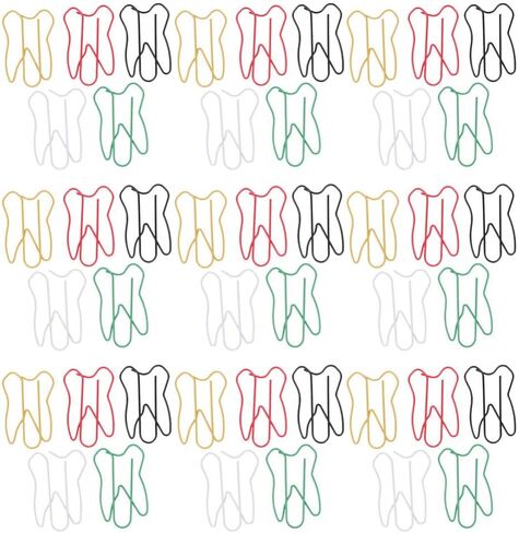 Tooth Shaped Clips 60Pcs Metal Paper Clips Dental Design Bookmarks Memo Note Document Organizing for School Office Supplies in Saudi Arabia
