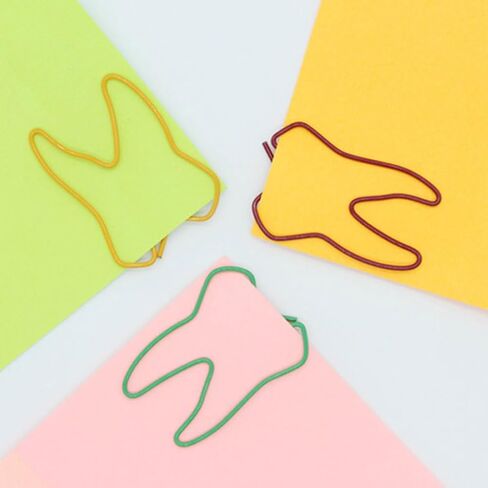 Tooth Shaped Clips 60Pcs Metal Paper Clips Dental Design Bookmarks Memo Note Document Organizing for School Office Supplies in Saudi Arabia