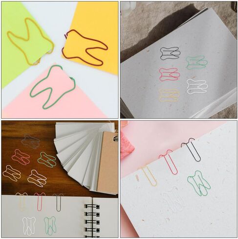 Tooth Shaped Clips 60Pcs Metal Paper Clips Dental Design Bookmarks Memo Note Document Organizing for School Office Supplies in Saudi Arabia