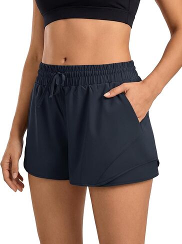 Stelle Women Running Shorts with Pockets High Waisted Drawstring Athletic Workout Quick-Dry Gym Shorts Mesh Liner in Saudi Arabia