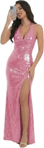 SNOWROSE الرسن سباركلي الترتر فساتين لحضور الحفلات الموسيقية 2026 عارية الذراعين Ruched حورية البحر ماكسي مساء حفلة فستاين سهرة/فساتين الحفلات مع شق L06004 in Kuwait