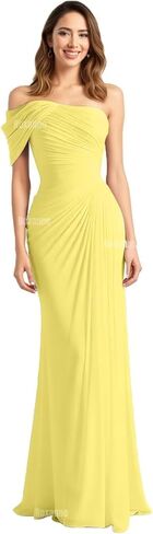 One Shoulder Bridesmaid Dresses for Women Mermaid Formal Evening Gowns Chiffon Pleated Wedding Guest Dress Long in Saudi Arabia