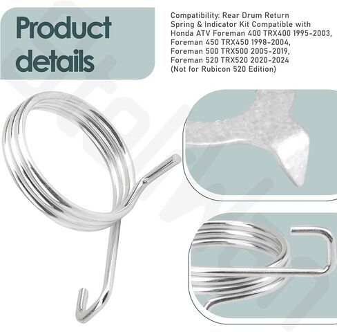 43415-HM7-000 Rear Drum Return Spring & Indicator Compatible with Honda Rancher 400 350 420 Fo-reman 400 450 520 500 Ru-bicon 500, Replace 43145-HA7-670, 43145-HN5-M00 in Kuwait