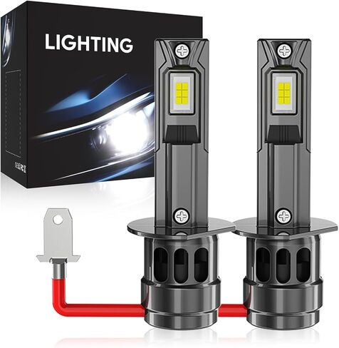 H1 Bulbs With Fan,30000LM 600% White Bright 6000K, 1:1 Size Replacement Fog Light Bulb Plug-and-Play Easy Installation IP67 in Kuwait