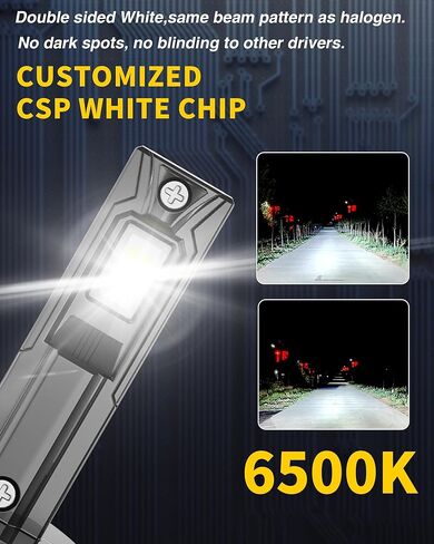 H1 Bulbs With Fan,30000LM 600% White Bright 6000K, 1:1 Size Replacement Fog Light Bulb Plug-and-Play Easy Installation IP67 in Kuwait