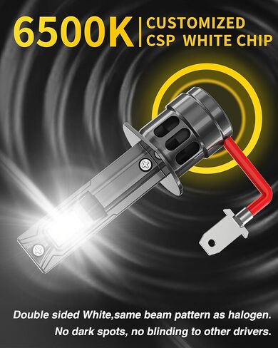 H1 Bulbs With Fan,30000LM 600% White Bright 6000K, 1:1 Size Replacement Fog Light Bulb Plug-and-Play Easy Installation IP67 in Kuwait