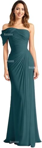 One Shoulder Bridesmaid Dresses for Women Mermaid Formal Evening Gowns Chiffon Pleated Wedding Guest Dress Long in Saudi Arabia